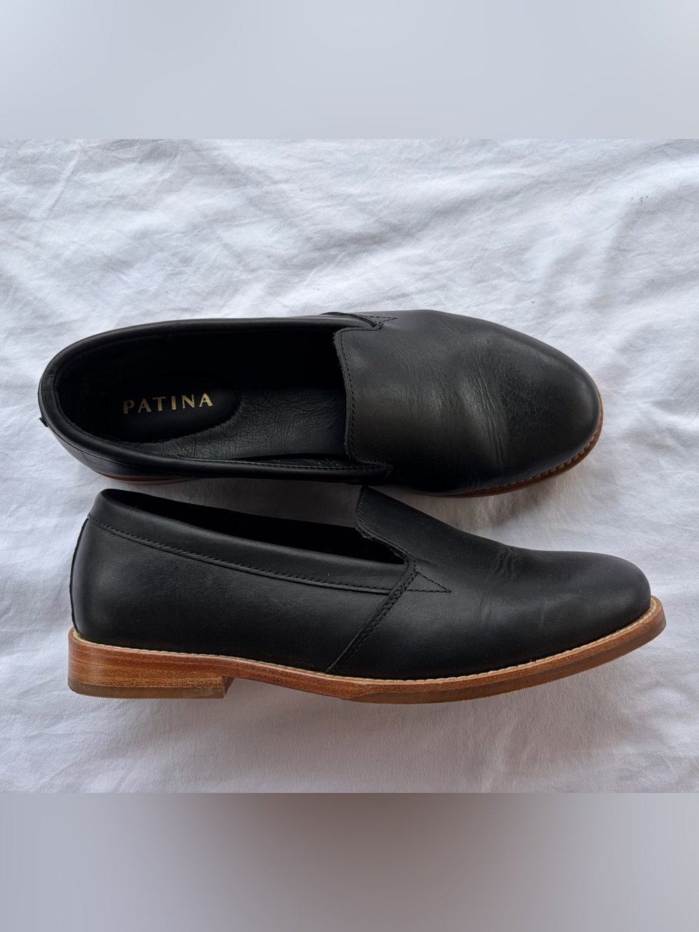 Patina Women’s Black Butter Soft Leather Slip On Loafers Sz 8.5 Great Condition